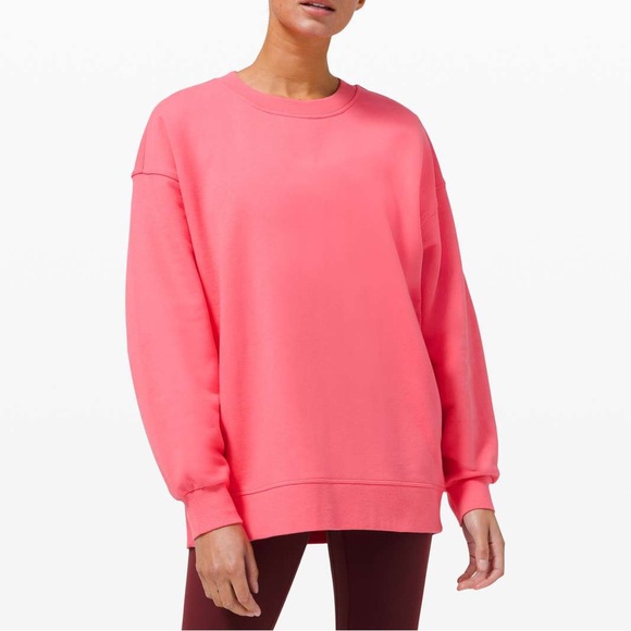 lululemon athletica Tops - LULULEMON PERFECTLY OVERSIZED CREW! COLOR: GUAVA PINK SIZE:0